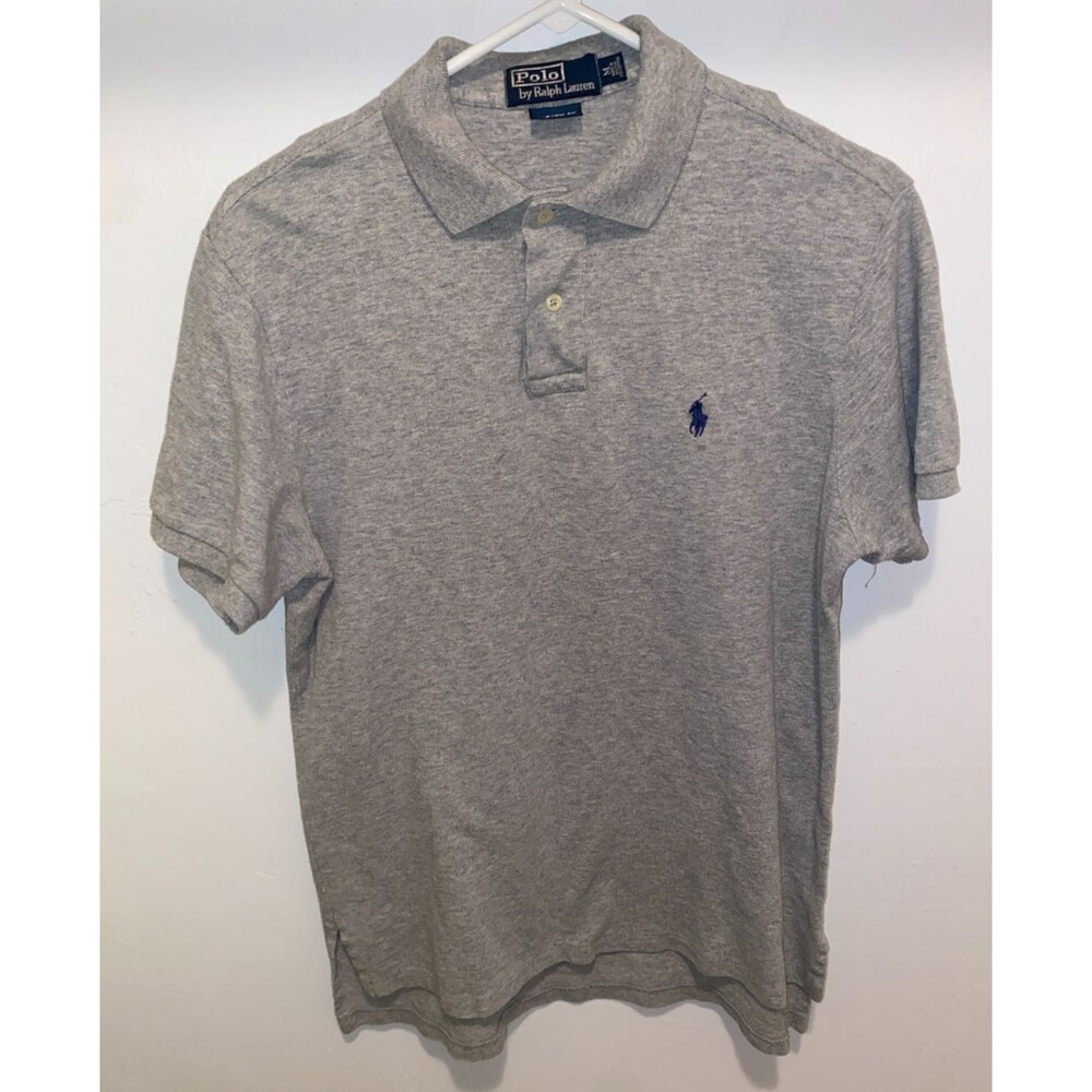 Polo Ralph Lauren Shirt Mens M Gray Polo Custom Fit Short Sleeve Casual Preppy